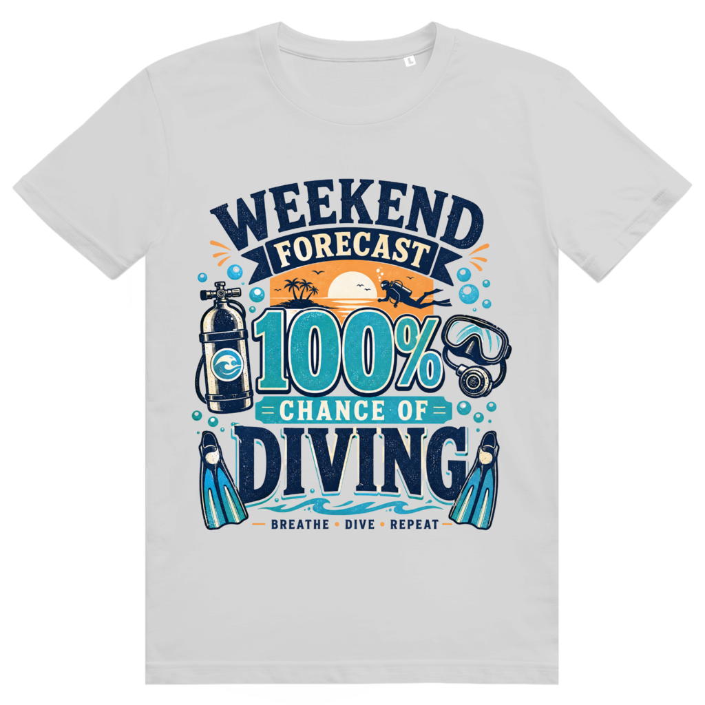 Weekend Forecast T-Shirt – nachhaltiges Taucher Shirt mit 100% Diving Design