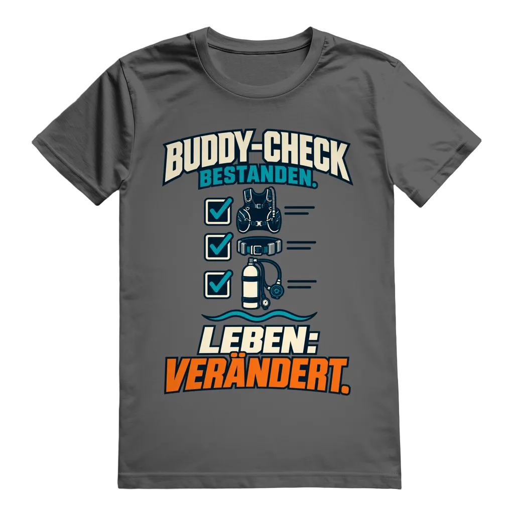 Buddy-Check Bestanden T-Shirt – Checklisten Statement Shirt