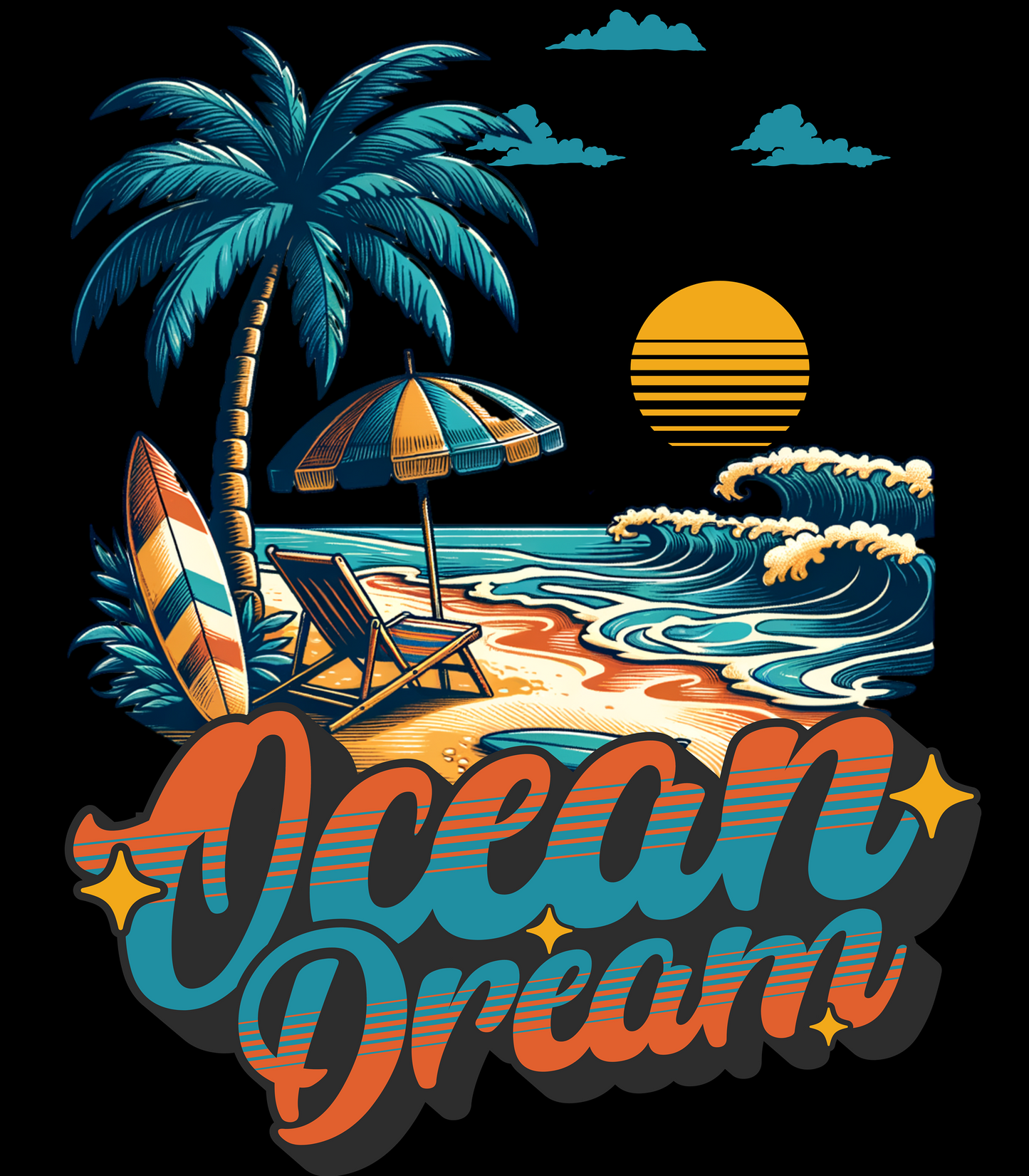 Strand T-Shirt | Ocean Dream Shirt für Meerliebhaber | Sommer Shirt mit Surf Motiv | Geschenk für Wasserfans