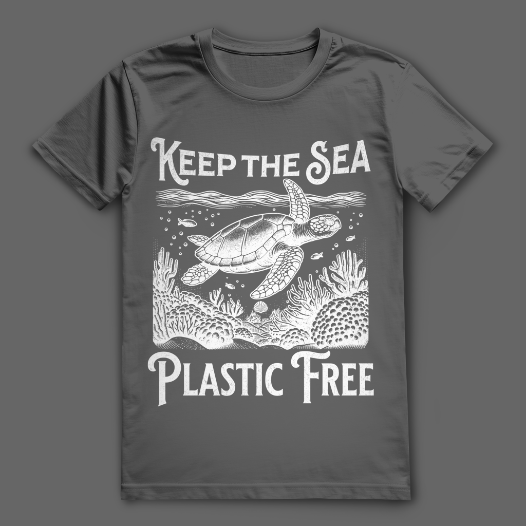 Ocean T-Shirt „Keep the Sea Plastic Free“ – nachhaltiges Statement Shirt mit Schildkröte