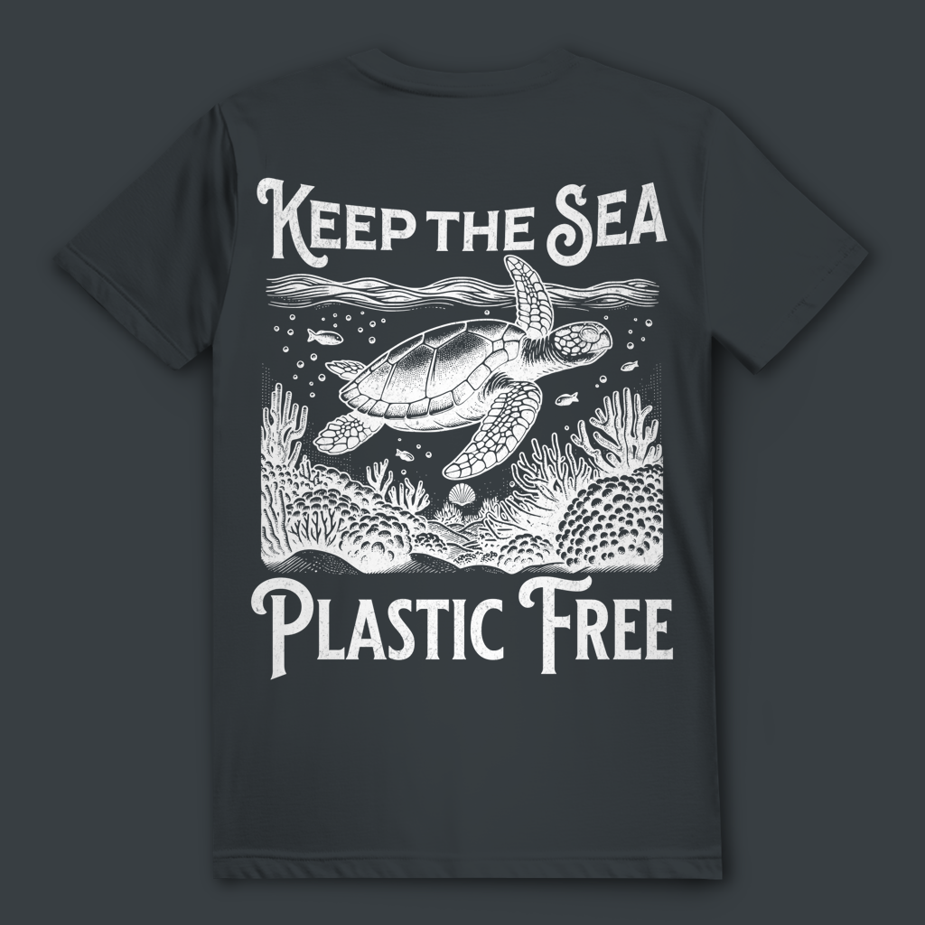 Ocean T-Shirt „Keep the Sea Plastic Free“ – nachhaltiges Statement Shirt mit Schildkröte