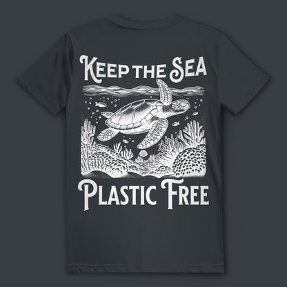 Ocean T-Shirt „Keep the Sea Plastic Free“ – nachhaltiges Statement Shirt mit Schildkröte