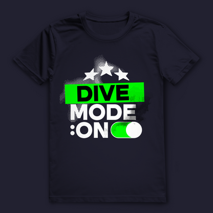 Taucher T-Shirt „Dive Mode ON“ – nachhaltiges Scuba Diving Shirt aus Bio-Baumwolle