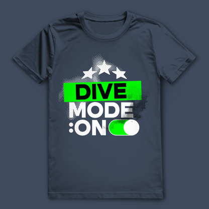 Taucher T-Shirt „Dive Mode ON“ – nachhaltiges Scuba Diving Shirt aus Bio-Baumwolle