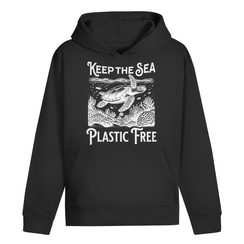 Keep the Sea Plastic Free Hoodie – nachhaltiger Ocean Hoodie mit Schildkröten Motiv