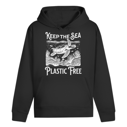 Keep the Sea Plastic Free Hoodie – nachhaltiger Ocean Hoodie mit Schildkröten Motiv