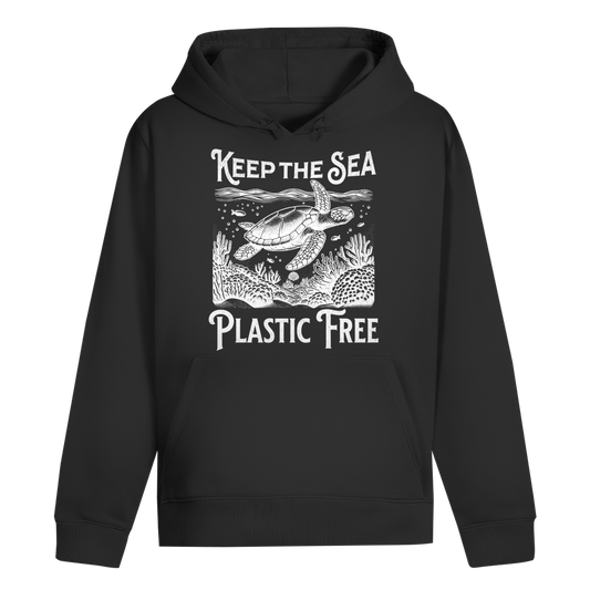 Keep the Sea Plastic Free Hoodie – nachhaltiger Ocean Hoodie mit Schildkröten Motiv