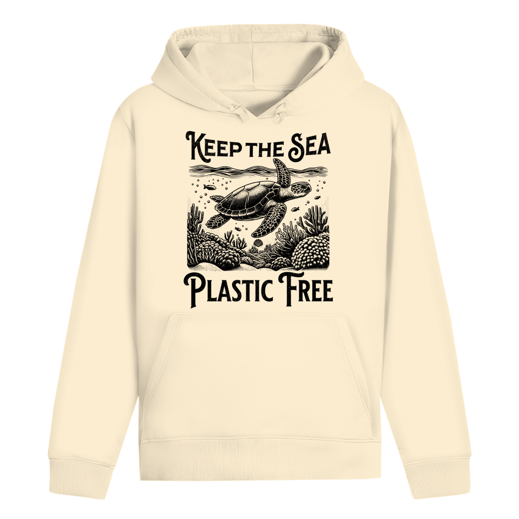 Keep the Sea Plastic Free Hoodie – nachhaltiger Ocean Hoodie mit Schildkröten Motiv