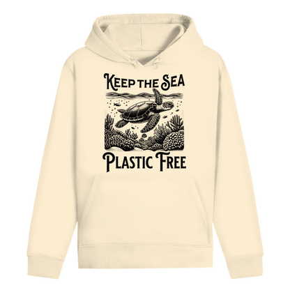 Keep the Sea Plastic Free Hoodie – nachhaltiger Ocean Hoodie mit Schildkröten Motiv