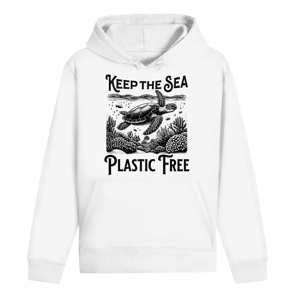 Keep the Sea Plastic Free Hoodie – nachhaltiger Ocean Hoodie mit Schildkröten Motiv