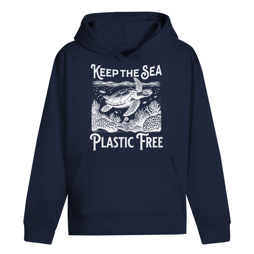 Keep the Sea Plastic Free Hoodie – nachhaltiger Ocean Hoodie mit Schildkröten Motiv