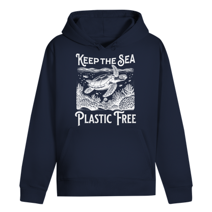Keep the Sea Plastic Free Hoodie – nachhaltiger Ocean Hoodie mit Schildkröten Motiv