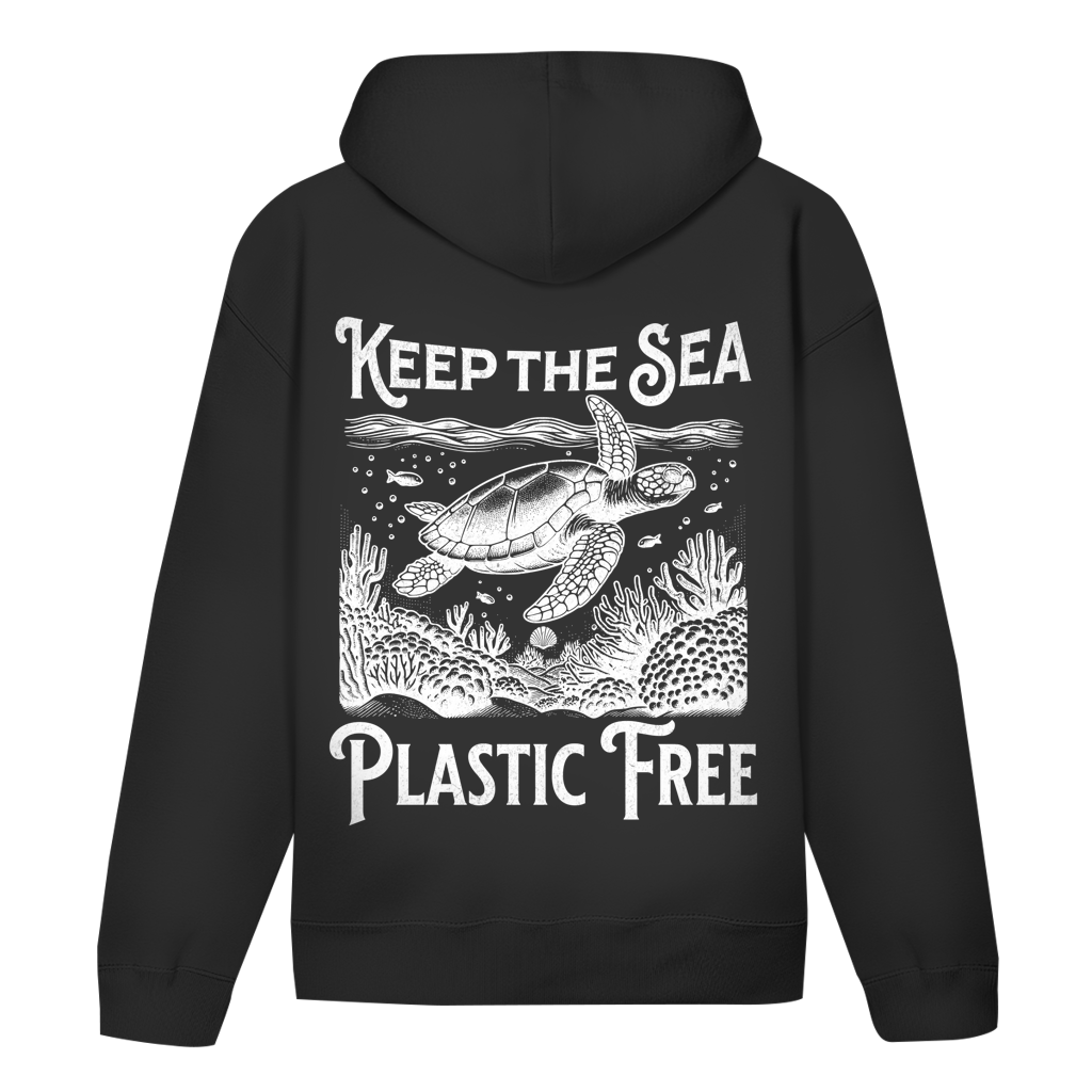 Keep the Sea Plastic Free Hoodie – nachhaltiger Ocean Hoodie mit Schildkröten Motiv