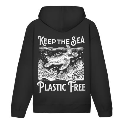 Keep the Sea Plastic Free Hoodie – nachhaltiger Ocean Hoodie mit Schildkröten Motiv