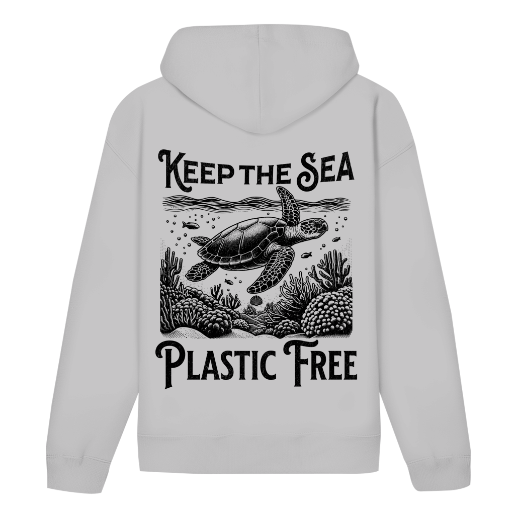 Keep the Sea Plastic Free Hoodie – nachhaltiger Ocean Hoodie mit Schildkröten Motiv