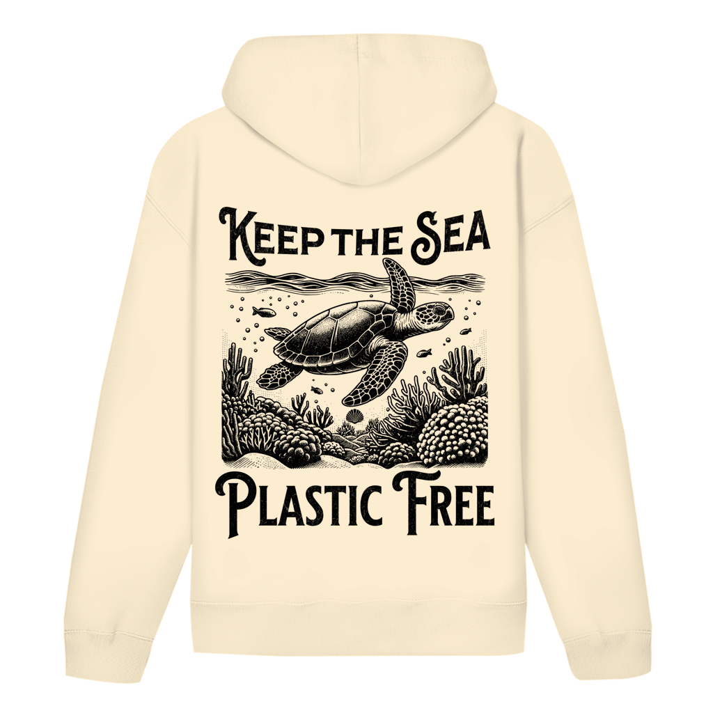 Keep the Sea Plastic Free Hoodie – nachhaltiger Ocean Hoodie mit Schildkröten Motiv