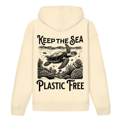 Keep the Sea Plastic Free Hoodie – nachhaltiger Ocean Hoodie mit Schildkröten Motiv