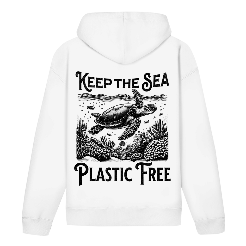 Keep the Sea Plastic Free Hoodie – nachhaltiger Ocean Hoodie mit Schildkröten Motiv