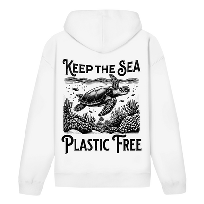 Keep the Sea Plastic Free Hoodie – nachhaltiger Ocean Hoodie mit Schildkröten Motiv