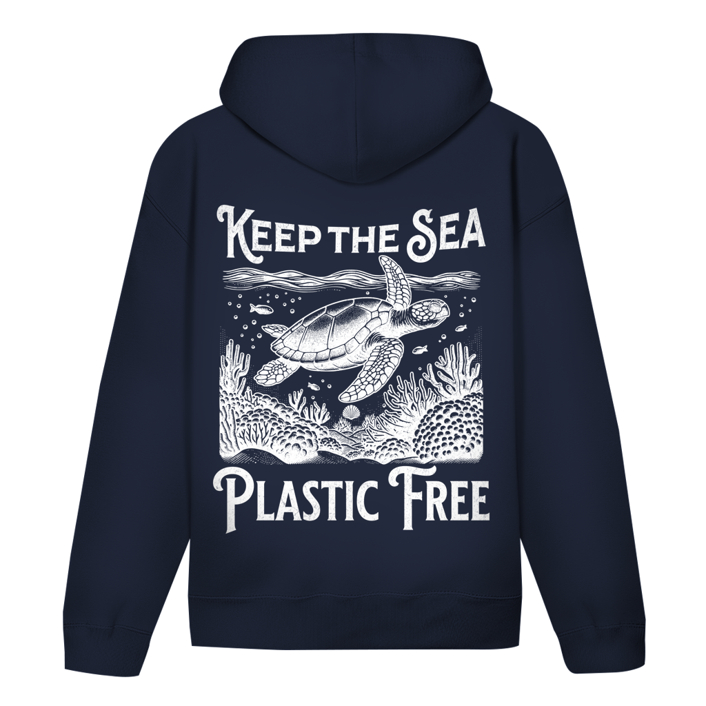 Keep the Sea Plastic Free Hoodie – nachhaltiger Ocean Hoodie mit Schildkröten Motiv