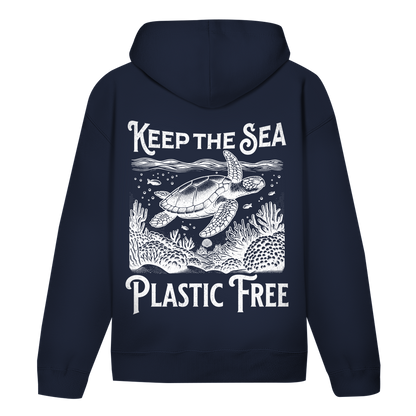 Keep the Sea Plastic Free Hoodie – nachhaltiger Ocean Hoodie mit Schildkröten Motiv