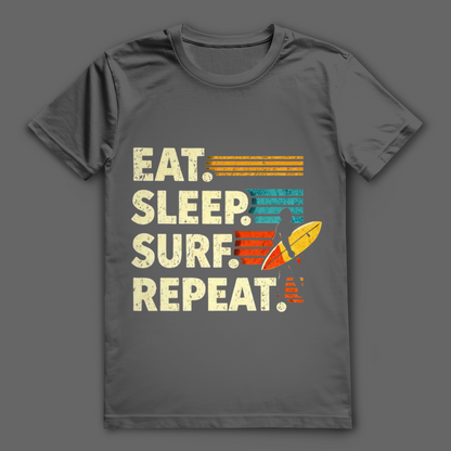 Eat Sleep Surf Repeat T-Shirt – nachhaltiges Surfshirt aus Bio-Baumwolle