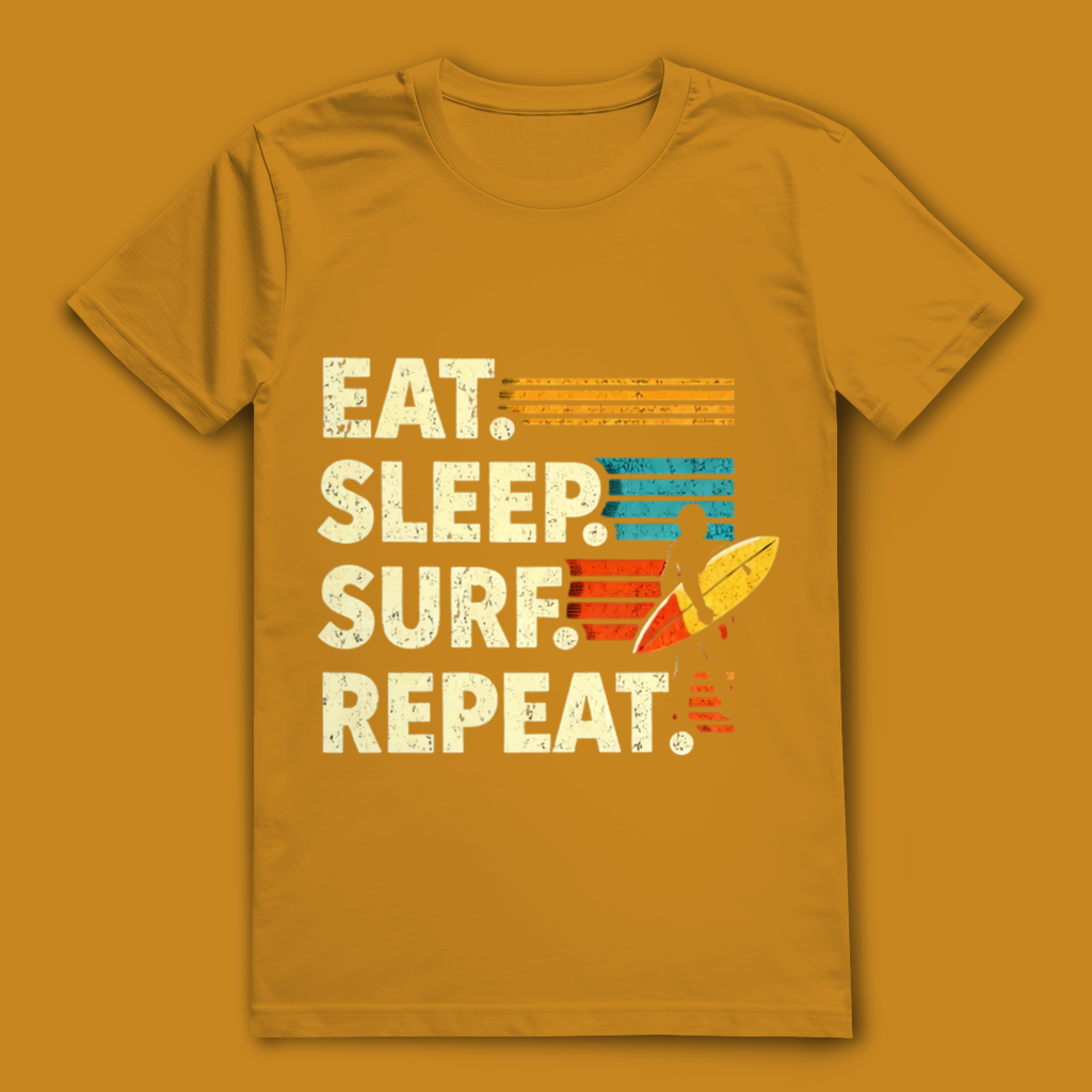 Eat Sleep Surf Repeat T-Shirt – nachhaltiges Surfshirt aus Bio-Baumwolle