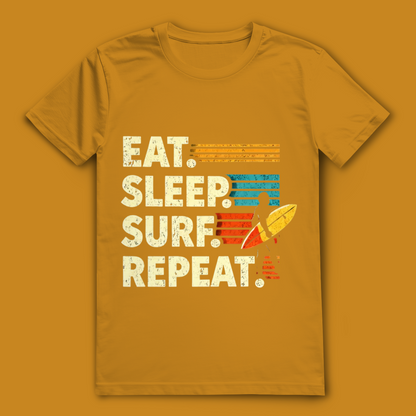 Eat Sleep Surf Repeat T-Shirt – nachhaltiges Surfshirt aus Bio-Baumwolle