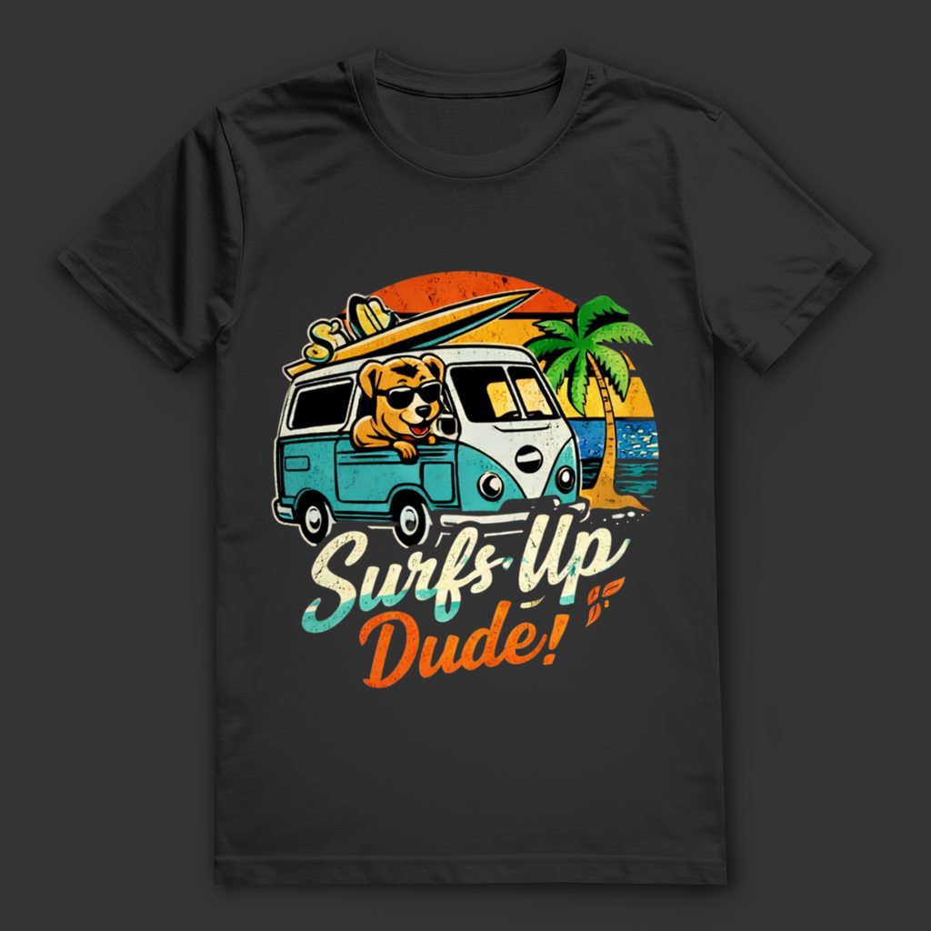 Surf’s Up Dude! T-Shirt – nachhaltiges Surfshirt aus Bio-Baumwolle