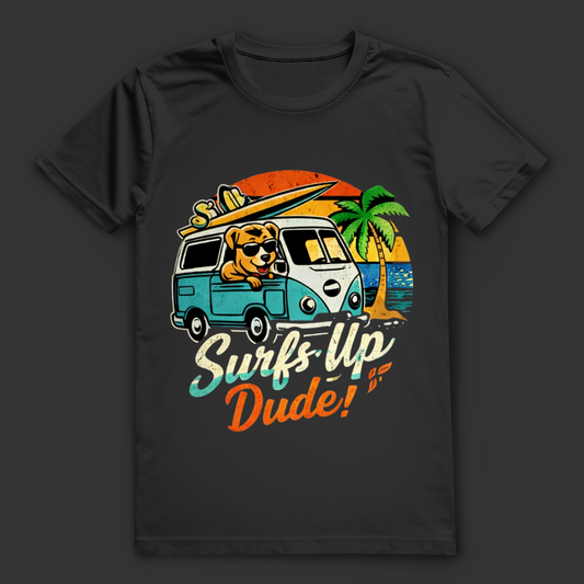 Surf’s Up Dude! T-Shirt – nachhaltiges Surfshirt aus Bio-Baumwolle