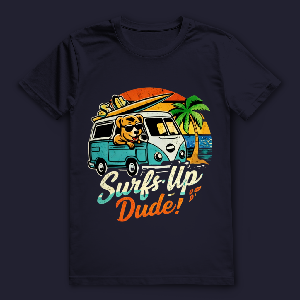 Surf’s Up Dude! T-Shirt – nachhaltiges Surfshirt aus Bio-Baumwolle