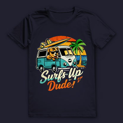 Surf’s Up Dude! T-Shirt – nachhaltiges Surfshirt aus Bio-Baumwolle