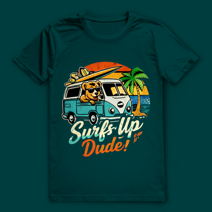 Surf’s Up Dude! T-Shirt – nachhaltiges Surfshirt aus Bio-Baumwolle