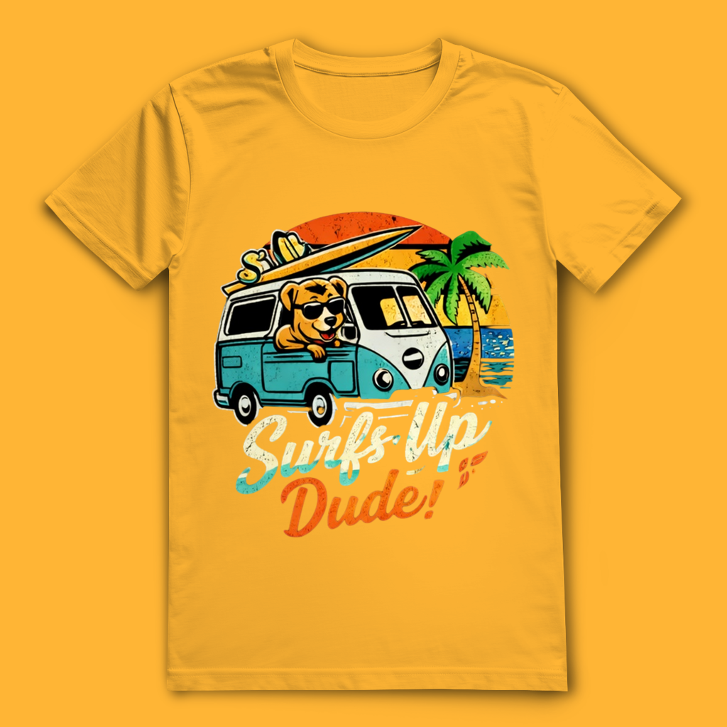 Surf’s Up Dude! T-Shirt – nachhaltiges Surfshirt aus Bio-Baumwolle