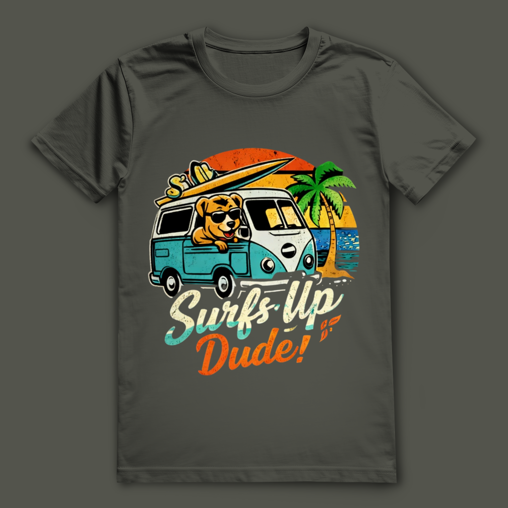 Surf’s Up Dude! T-Shirt – nachhaltiges Surfshirt aus Bio-Baumwolle