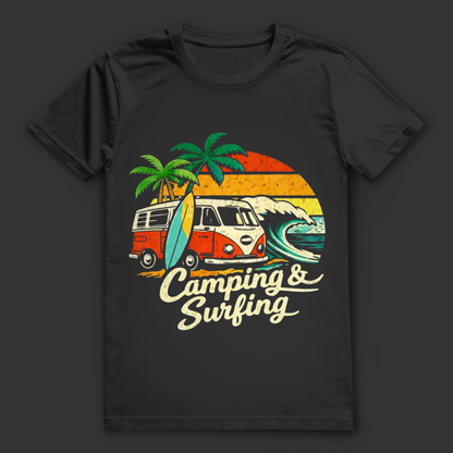 Camping & Surfing T-Shirt – nachhaltiges Surfshirt aus Bio-Baumwolle