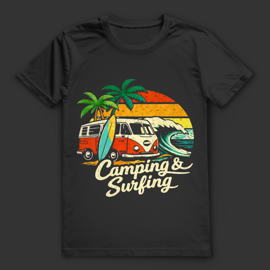 Camping & Surfing T-Shirt – nachhaltiges Surfshirt aus Bio-Baumwolle