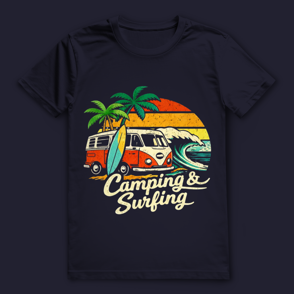 Camping & Surfing T-Shirt – nachhaltiges Surfshirt aus Bio-Baumwolle