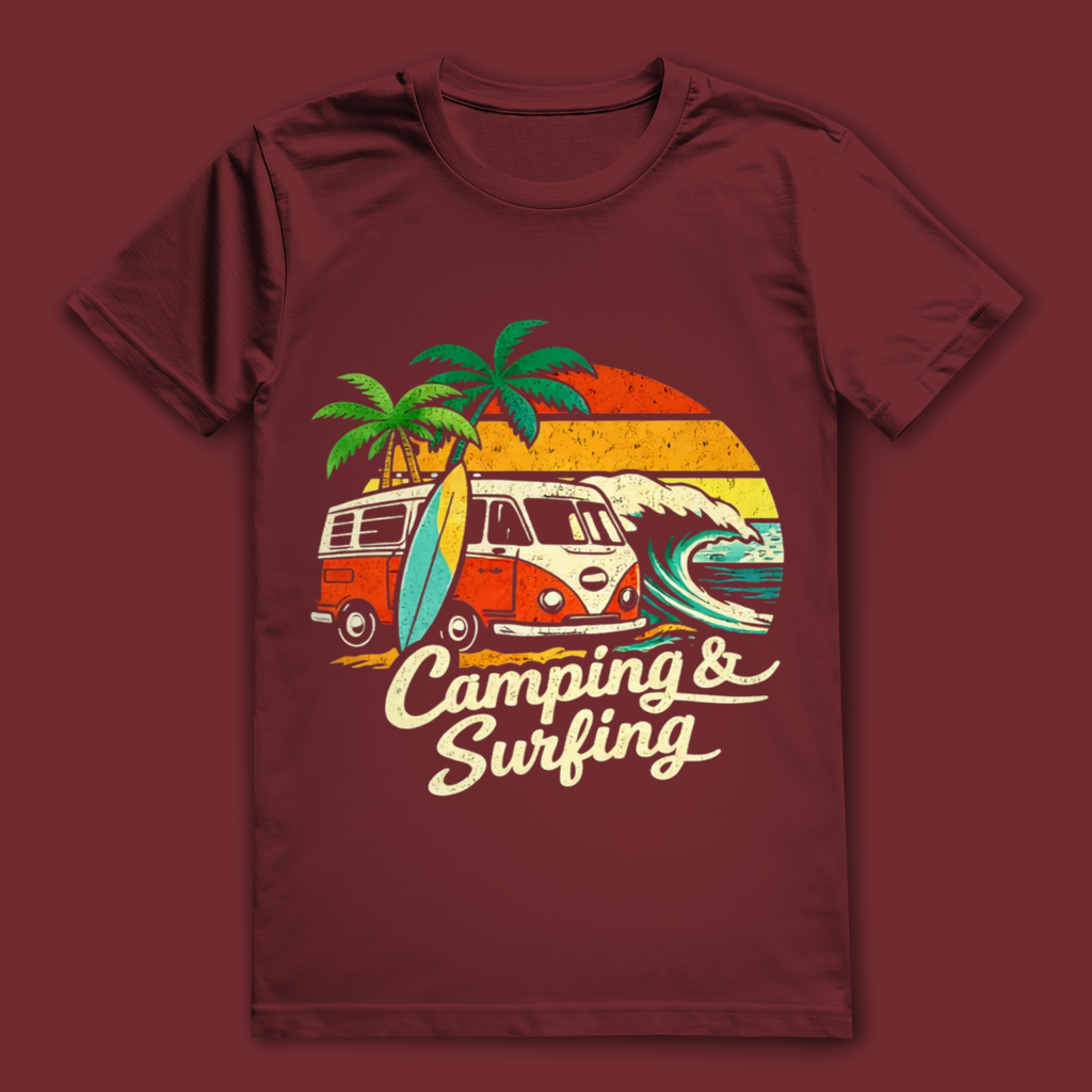 Camping & Surfing T-Shirt – nachhaltiges Surfshirt aus Bio-Baumwolle
