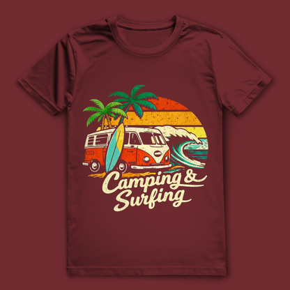 Camping & Surfing T-Shirt – nachhaltiges Surfshirt aus Bio-Baumwolle