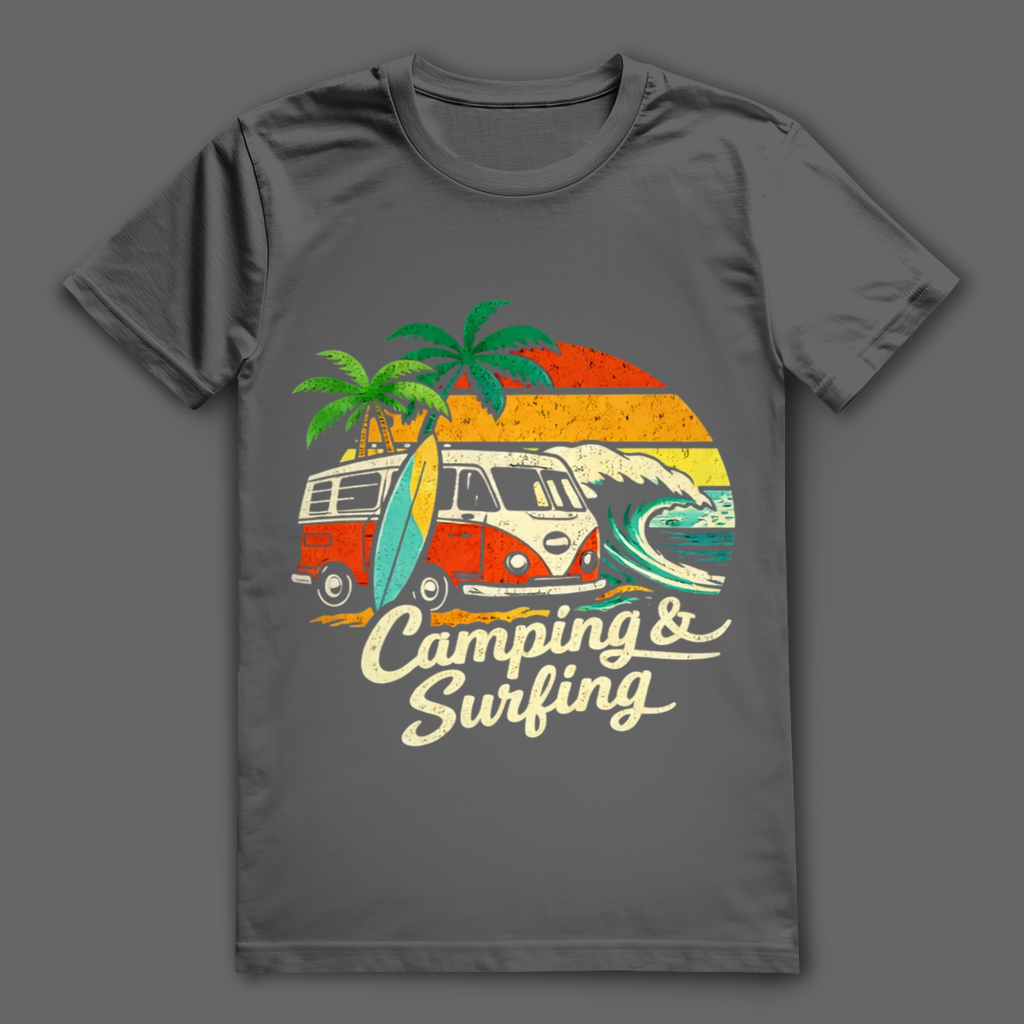 Camping & Surfing T-Shirt – nachhaltiges Surfshirt aus Bio-Baumwolle
