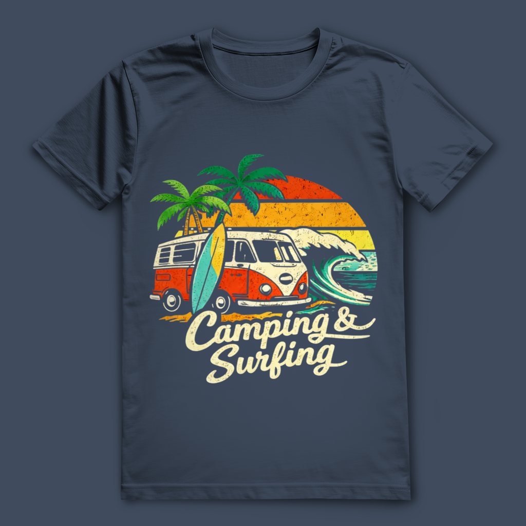 Camping & Surfing T-Shirt – nachhaltiges Surfshirt aus Bio-Baumwolle