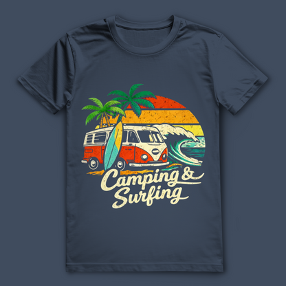 Camping & Surfing T-Shirt – nachhaltiges Surfshirt aus Bio-Baumwolle