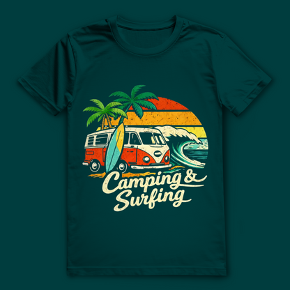 Camping & Surfing T-Shirt – nachhaltiges Surfshirt aus Bio-Baumwolle
