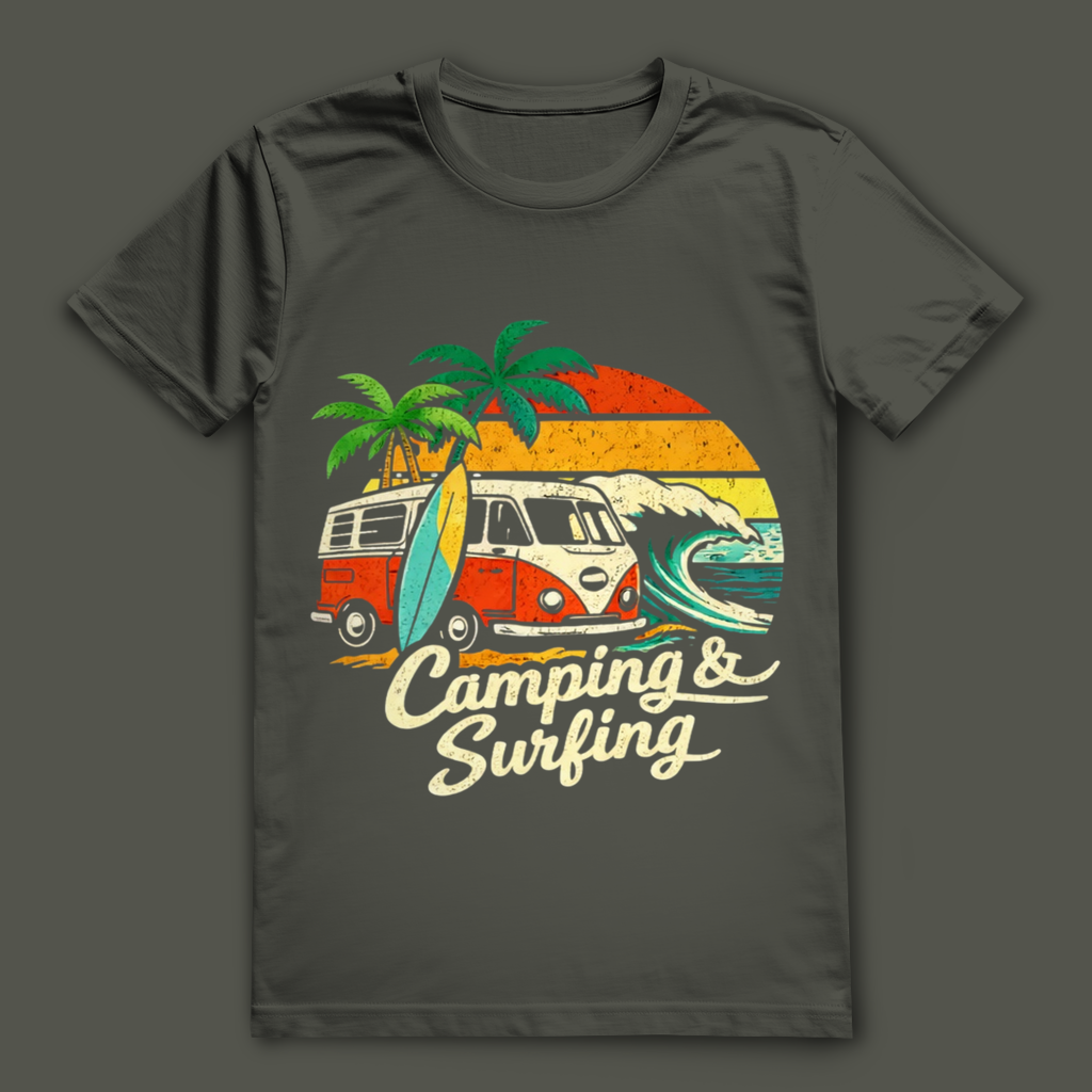 Camping & Surfing T-Shirt – nachhaltiges Surfshirt aus Bio-Baumwolle