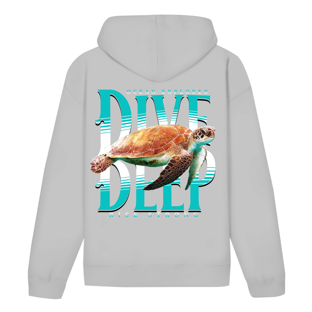 Dive Rise Strong Hoodie – nachhaltiger Ocean Explorer Hoodie mit Schildkröten-Print