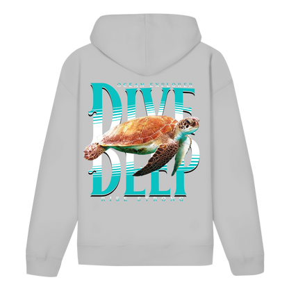 Dive Rise Strong Hoodie – nachhaltiger Ocean Explorer Hoodie mit Schildkröten-Print
