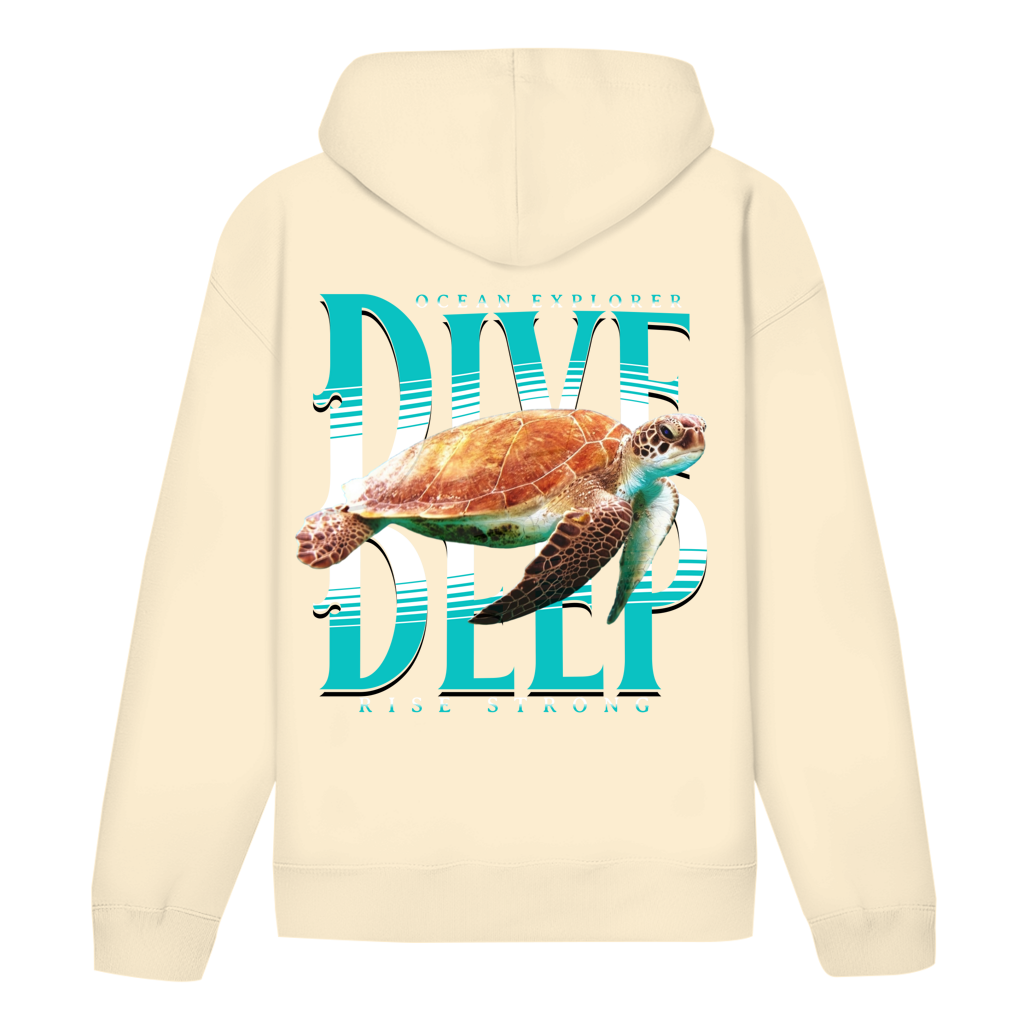 Dive Rise Strong Hoodie – nachhaltiger Ocean Explorer Hoodie mit Schildkröten-Print