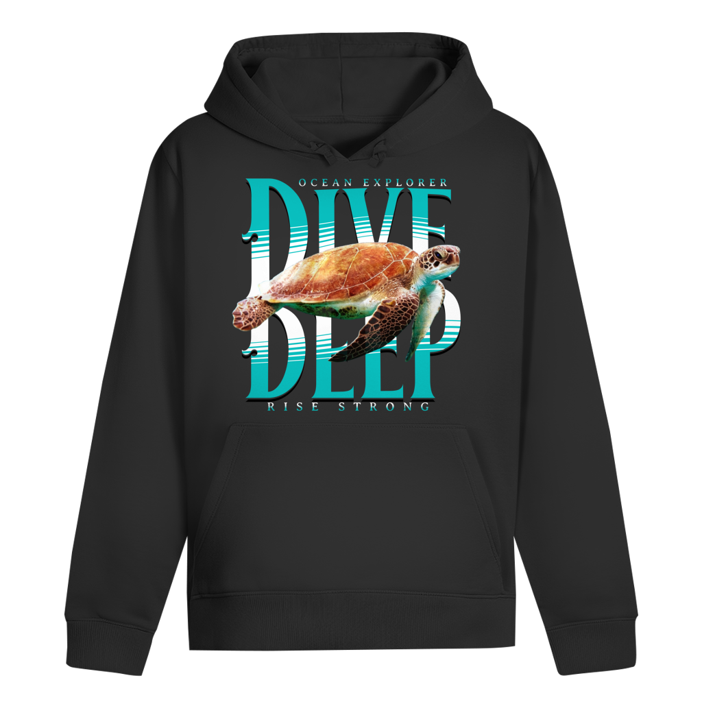 Dive Rise Strong Hoodie – nachhaltiger Ocean Explorer Hoodie mit Schildkröten-Print