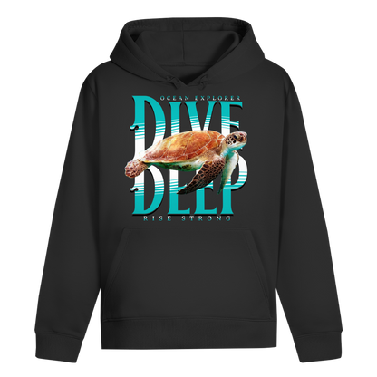 Dive Rise Strong Hoodie – nachhaltiger Ocean Explorer Hoodie mit Schildkröten-Print
